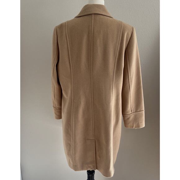 Lands’ End Coat Womens 14 Tan/Camel Button Front Mid-Length Classic Overcoat - Picture 3 of 11